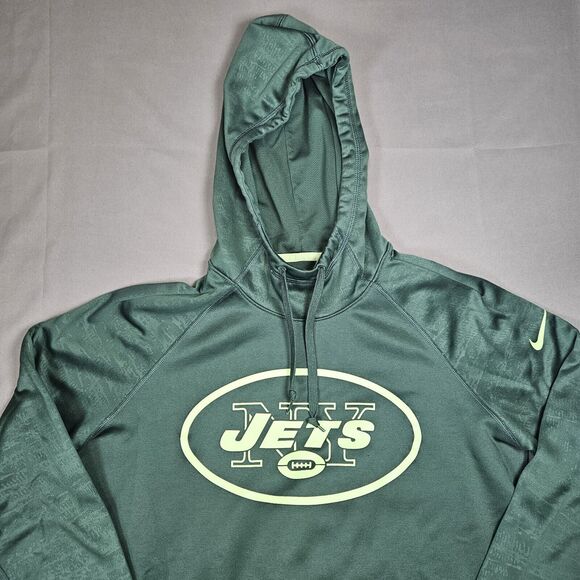New York Jets Hoodie Mens Medium Green Pullover Dri Fit Nike NFL - Picture 1 of 5